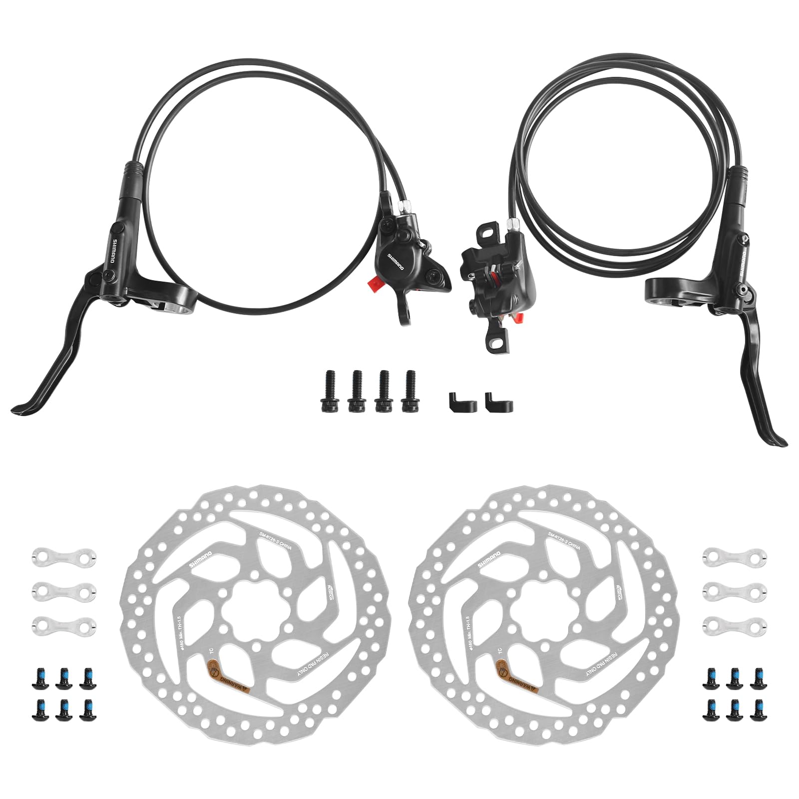Photo 1 of Zmgdrm MT200 MTB Hydraulic Disc Brakes Set with RT26 160mm Rotors Left Front 800mm Right Rear 1550mm Mountain Bike Hydraulic Brake Mountain Bike Bicycle Disc Brake 2 Piston