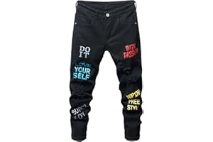 HUNGSON Boy's Skinny Fit Ripped Destroyed Distressed Fashion Kids Denim Jeans Pants