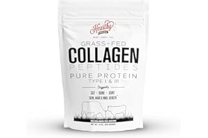 HEARTHY FOODS Collagen Powder - 18g Protein - Pure Halal Collagen Peptides Grass Fed Organic Hydrolyzed Powder | Type I and III Unflavoured Keto Friendly Gluten Free No Sugar Non GMO 16 Oz