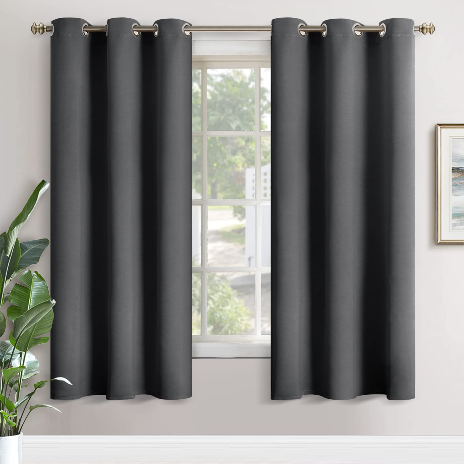 Photo 1 of YoungsTex Dark Grey Blackout Curtains 72 Inches Long for Bedroom - Room Darkening Drapes with Grommet for Living Room Dining Privacy Thermal Insulated, 2 Panels, 42 x 72 Inch