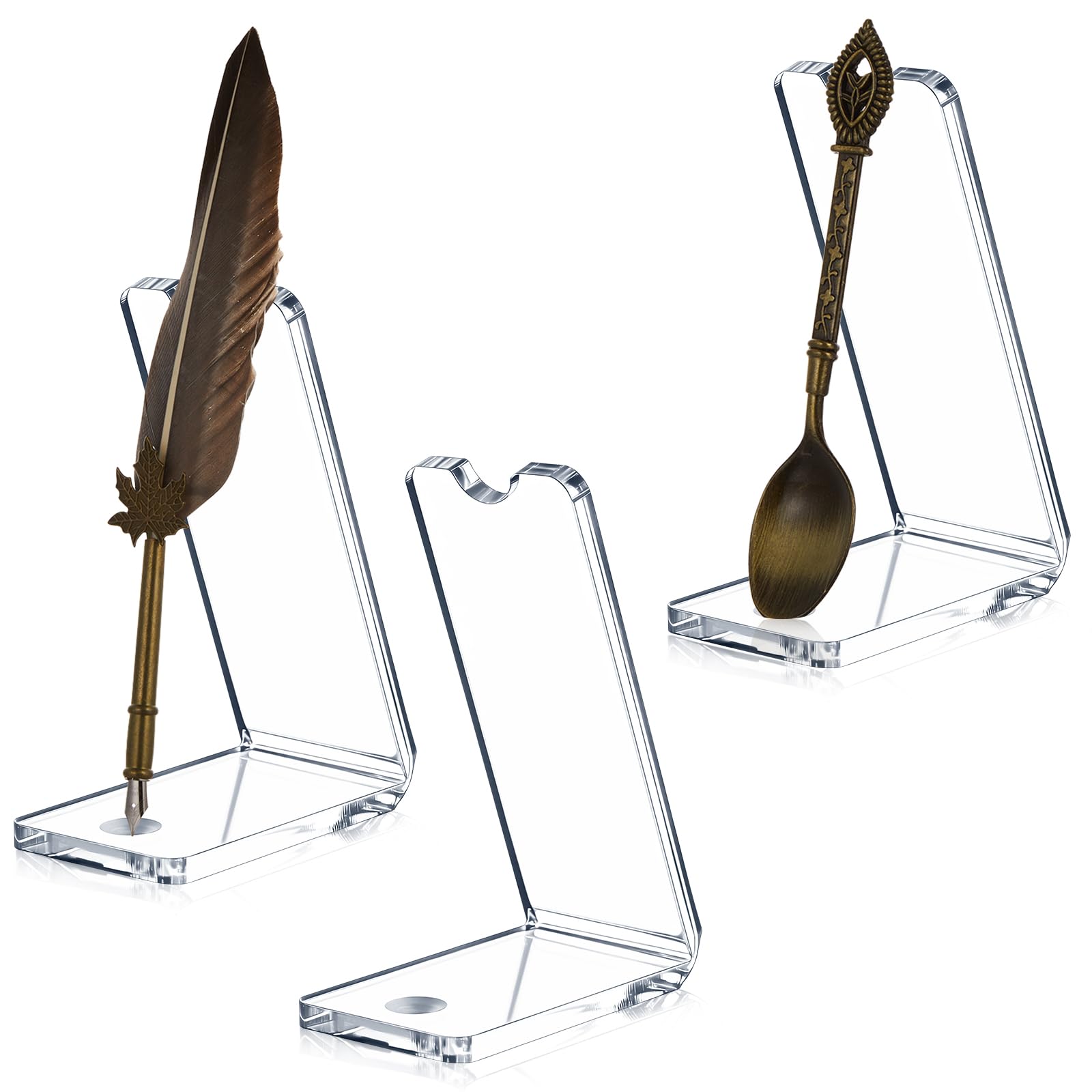 Photo 1 of BrightRow 3 Pcs Acrylic Spoon Pen Display Stand Holder Easel Clear Acrylic Single Souvenir Spoon Wand Stand Rack for Kitchenware Exhibition Home Desk Office
