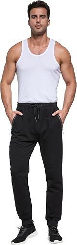HCSS Mens Joggers Tracksuit Bottoms Black L Cotton Zip Pockets Elastic Waist view 3