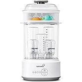 Grownsy Compact Baby Bottle Sterilizer and Dryer with Fast Sanitization | Time Saving, Holds 5 Bottles &amp; Pump Parts, 3 Modular Modes, Easy Operation, Sterile Storage for Home &amp; Travel Use, Grey