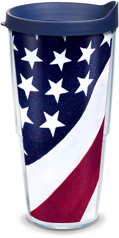 Tervis 1090666 American Flag Colossal Tumbler with Lid, Tritan, Clear