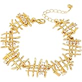 Pikvyo Vintage Woven Gold Plated Bracelet for Women, Cubic Zirconia Elegant Adjustable Chain, Retro Luxe Dainty Jewelry Gift for Her