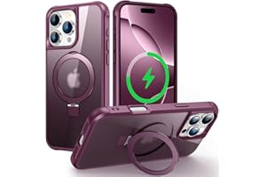 CHAOFEnG Magnetic Compatible with iPhone 16 Pro Max Case with Stand [Military Grade Drop Tested][Compatible with Magnet] Ring Translucent Slim Hard Back Soft Edge, Wine Red