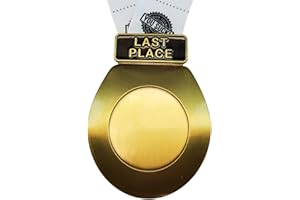 Decade Awards Gold Toilet Seat Last Place Medal - Toilet Medal with TP Loser Neckband - Die Cast Metal (Gold -3.25 Inch Wide)