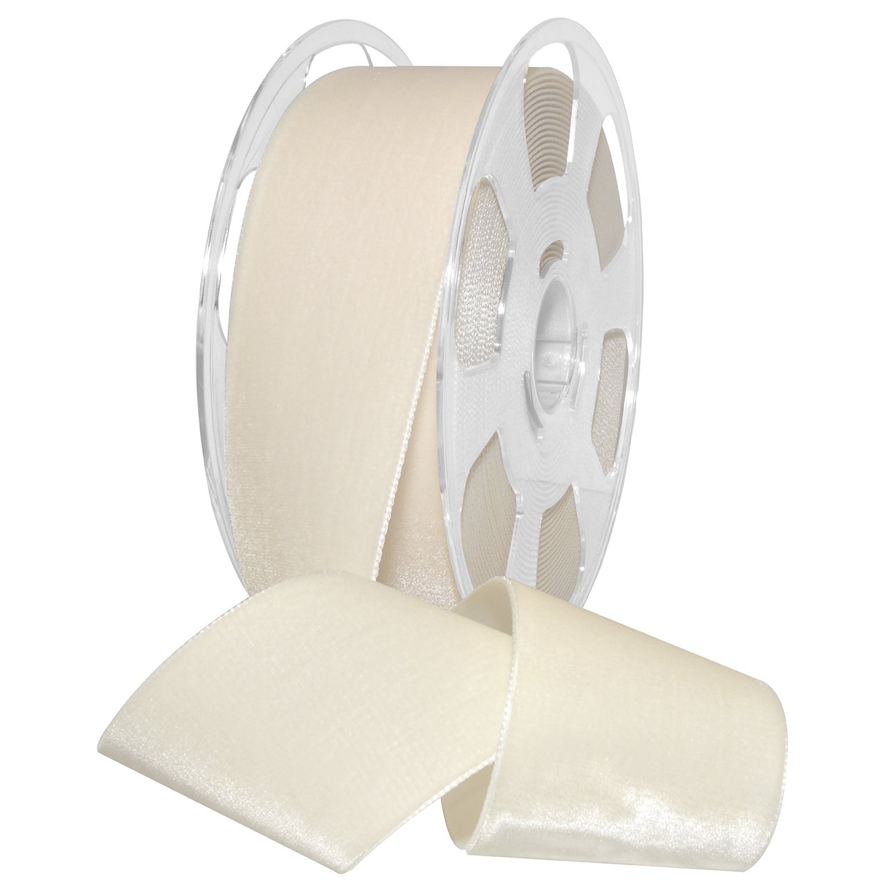 Morex Ribbon Nylvalour Velvet Ribbon, Nylon, 2 inches by 11 Yards, Cream, Item 01250/10-564, 2" by 11 yd, Image