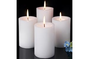 TRIRITE 4pcs White Pillar Candles Bulk 2.8x4inchs Unscented, Smokeless and Dripless Large Round Candles Pillar for Weddings, Home Decoration, Restaurants, Spa, Church (4pcs)