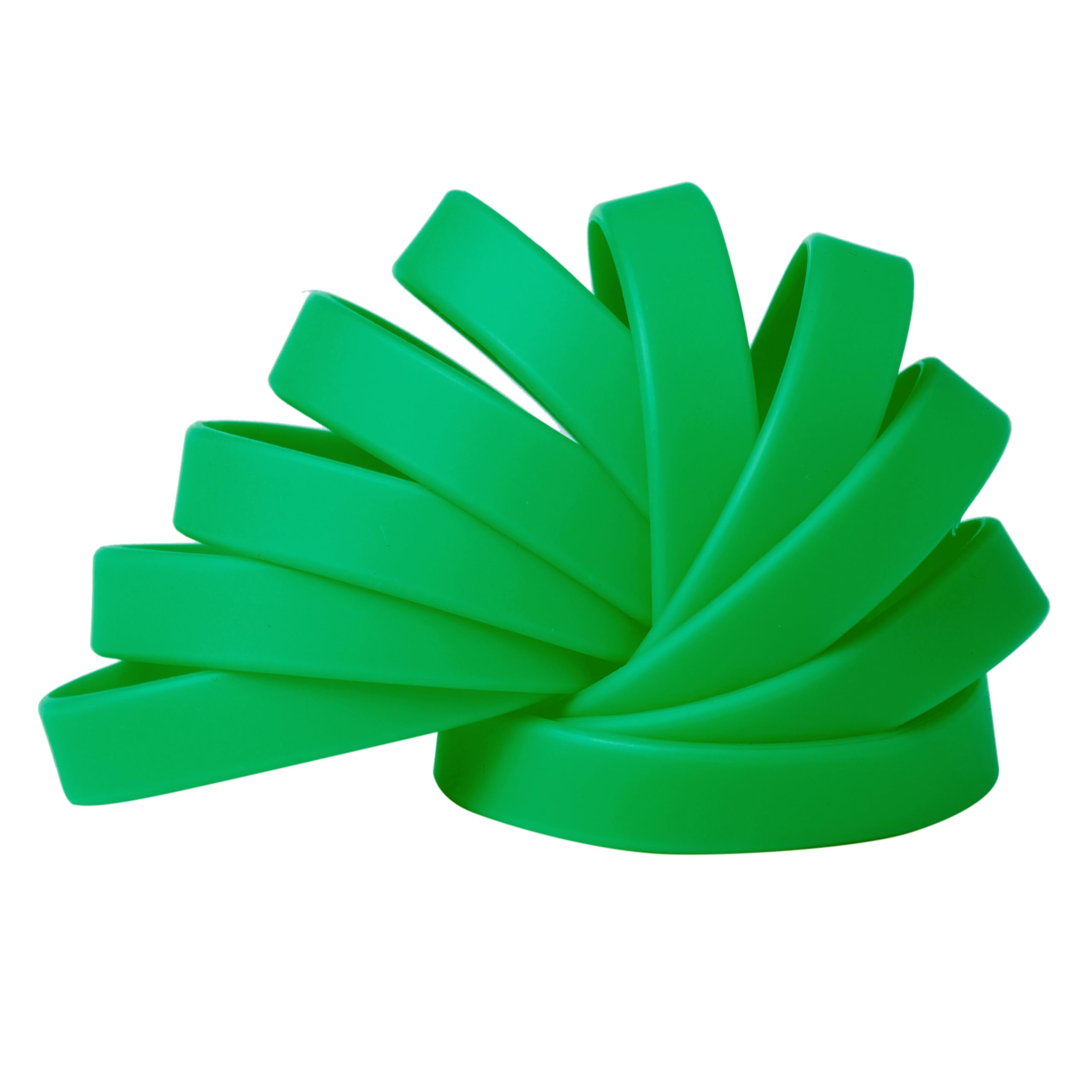 Plain Dark Green Coloured Silicone Sports Arm Exercise Wristband Bracelets Rubber Wrist Bands Party Accessories For Men Women Boys Girls (Pack of 10)