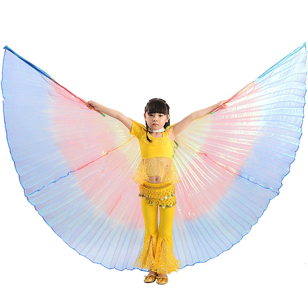 Leemiman Isis Wings Belly Dance Costumes Isis Wings with Sticks (Rainbow)