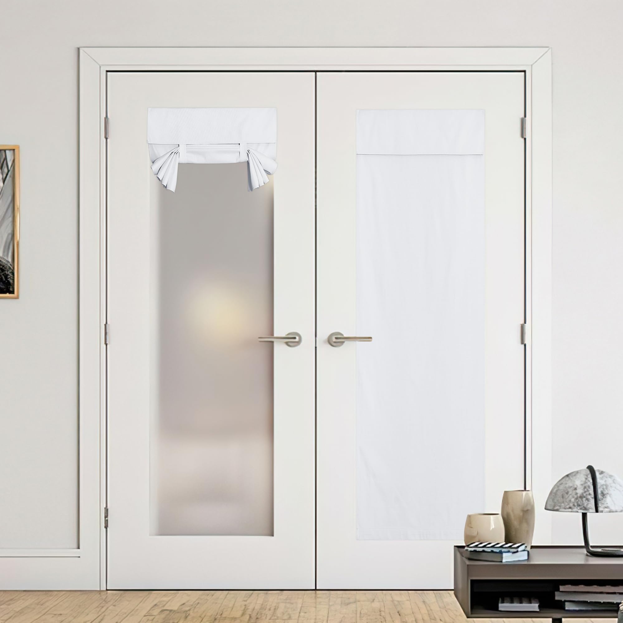 Photo 1 of NICETOWN French Door Blackout Curtains, 100% Blackout Door Blinds, Privacy Thermal Insulated Tie Up Glass Tricia Curtains for Doorway Energy Sidelight, 30 x 72 inch, 1 Panel, White