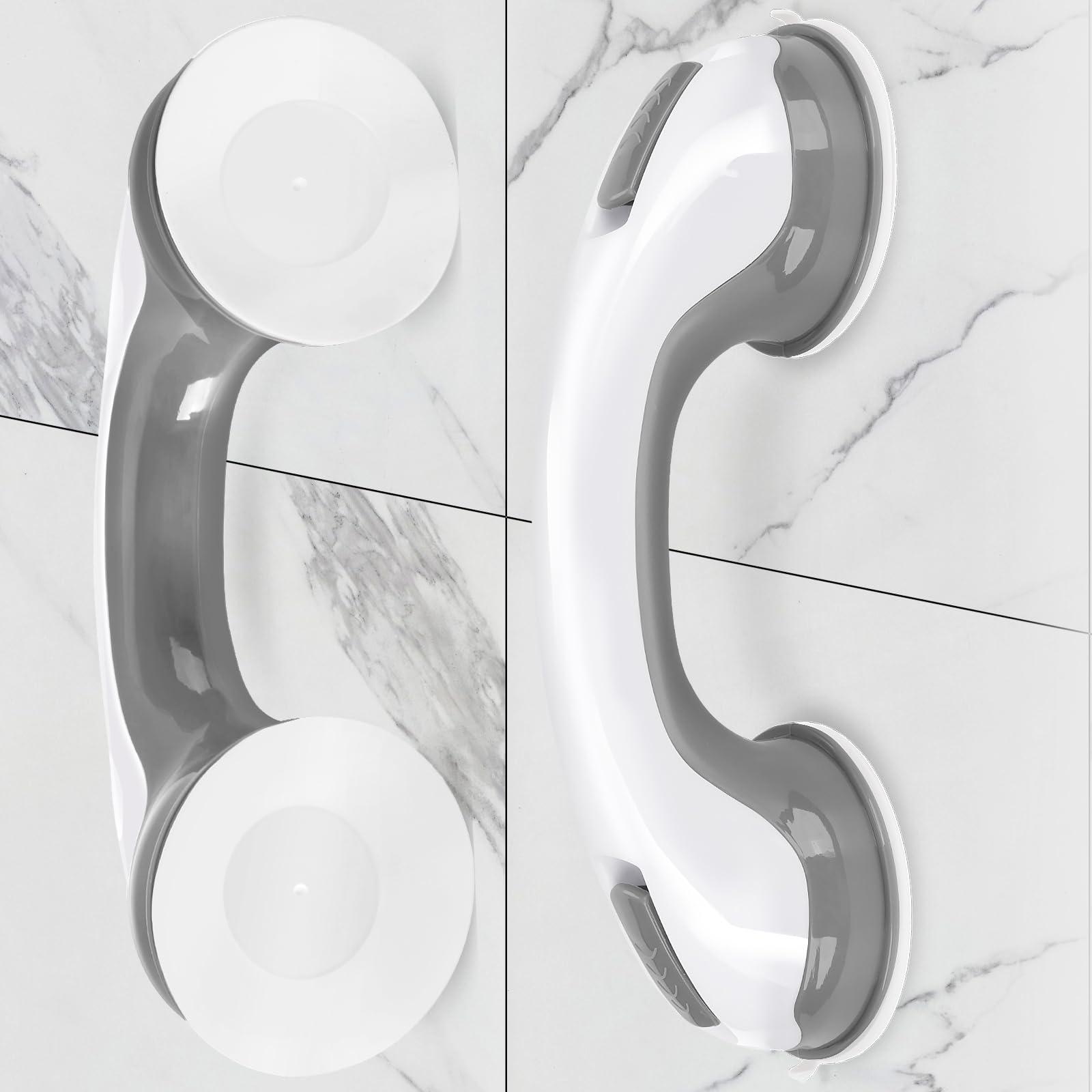 Photo 1 of Shower Handle 2 Packs Grab Bars for Bathtubs & Showers, 12 inch Grab Bars for Bathroom with Strong Hold Suction Cup, Balance Bar Safety Hand Rail for Injury, Senior, Elderly Grey