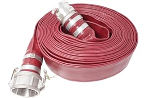Gloxco 2" x 25′ Red Heavy Duty Lay Flat PVC Discharge Hose Assembly with Aluminum Cam and Groove C and E Fittings