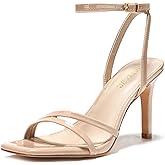 LULLASONG Women's Heels Strappy Ankle Strap High Heels 3.5 Inch Heeled Square Open Toe Sandals for Women
