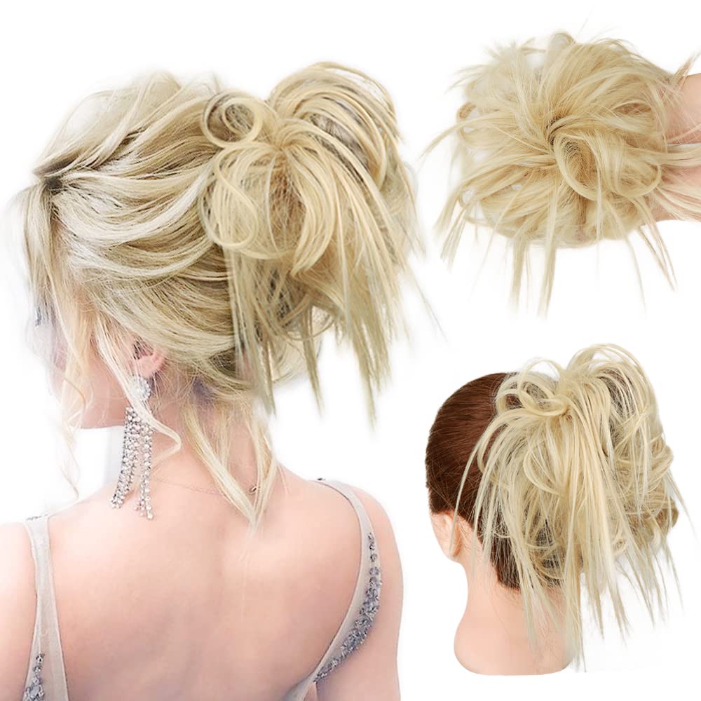 Photo 1 of HMD Tousled Updo Messy Bun Hair Piece Hair Extension Ponytail With Elastic Rubber Band Updo Extensions Hairpiece Synthetic Hair Extensions Scrunchies Ponytail Hairpieces for Women