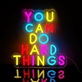 WittyRhE You Can Do Hard Things Neon Signs Dimmable LED Inspire Neon Lights Wall Decor for Kids Room Classroom Bedroom Living Room Study Gift Art for Kids Friends -12.56 x 12.2 IN-USB Powered-Acrylic