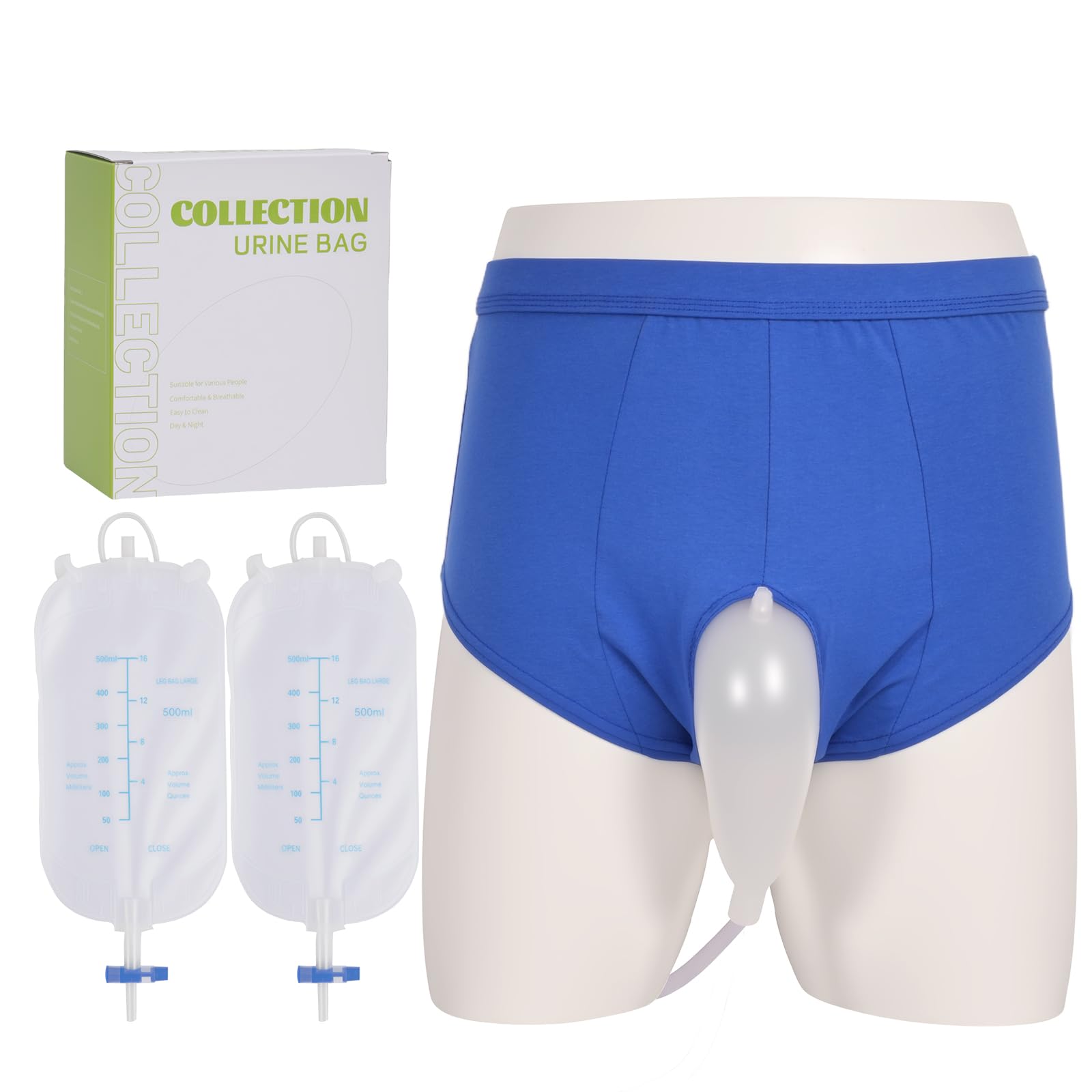 Photo 1 of Urine Collector, Incontinence Pants for Men, Wearable Urine Collection Bag for Men, Men's Portable External Catheter Device with Two 500ml Urine Bag Reusable, Portable Leak Proof Leg Pee for Elder,XXL