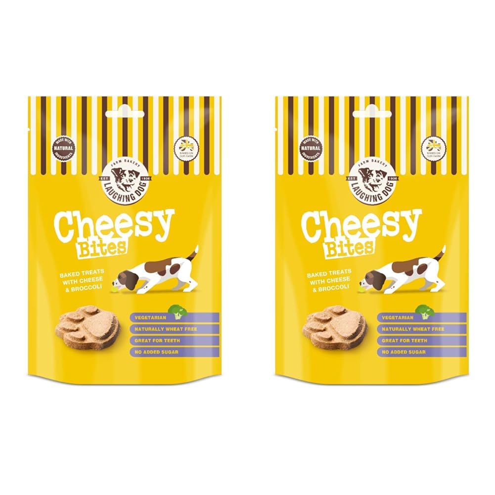 Laughing Dog - Cheesy Bites - Baked Dog Treats with Cheese & Broccoli - Naturally Wheat Free and Sugar Free, Perfect as Training Aid or Reward - 125g (Pack of 2) — image 1