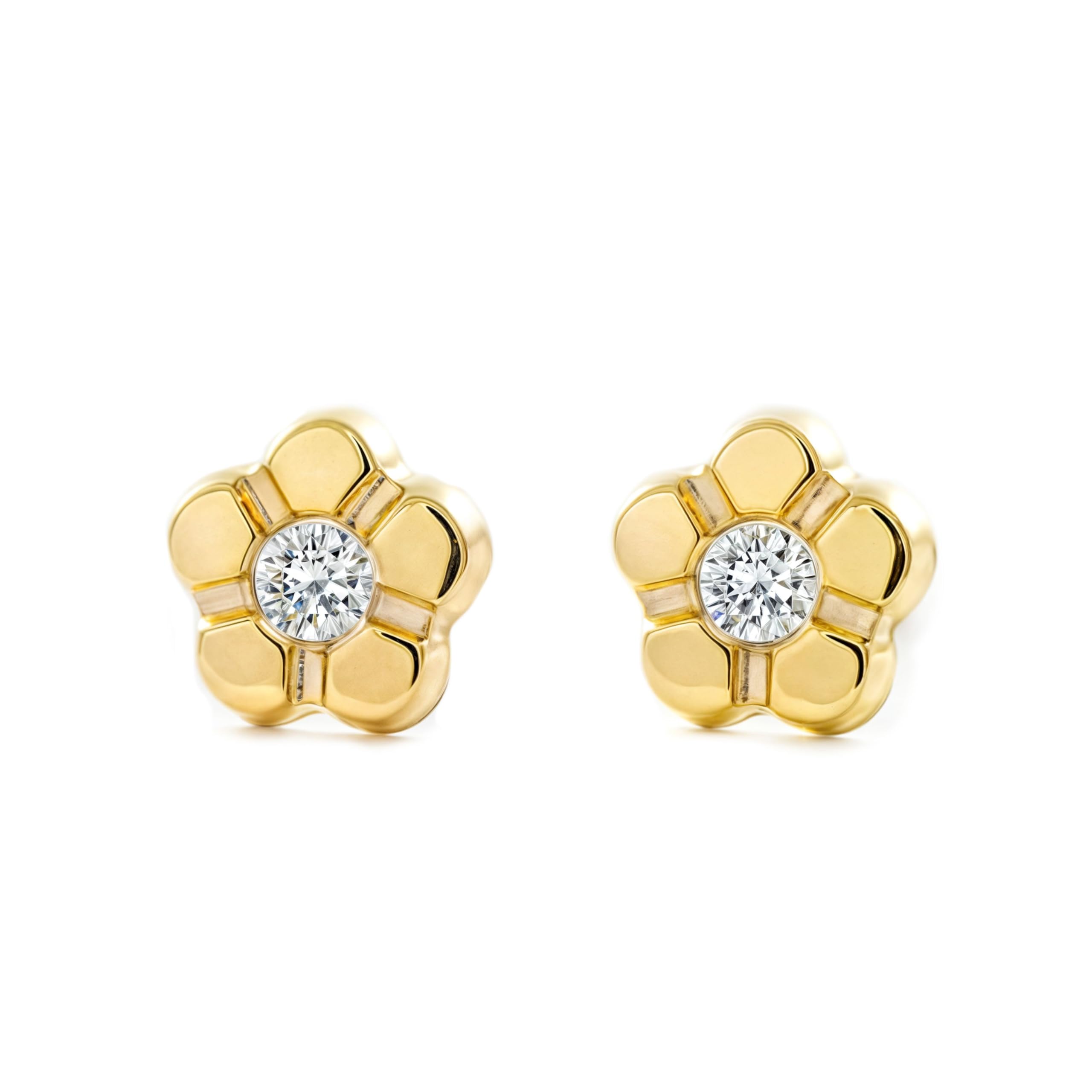 9ct Yellow Gold flower Children's Earrings