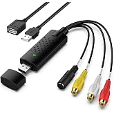 Capture Card, USB Video Capture Card Device, Audio Video Converter Grabber for RCA to USB-Convert VHS Mini DV VCR Hi8 DVD to Digital, for PC TV Tape Player Camcorder, MAC Windows Vista Compatible