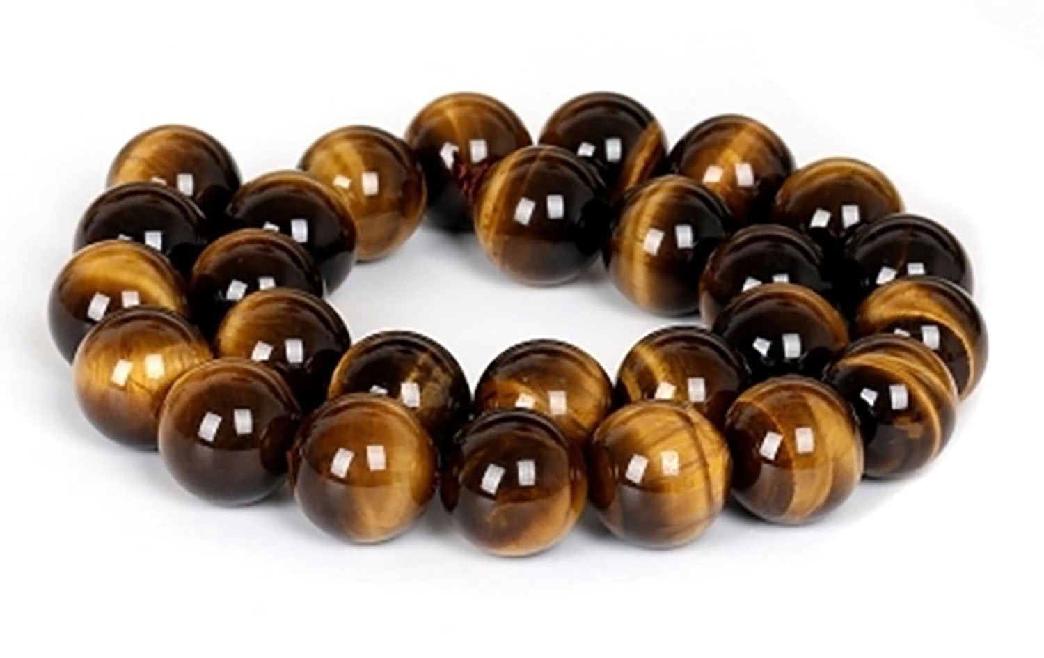Round Shape Stone Loose Beads Gemstone DIY Bracelet Necklace for Jewelry Making (Natural Tiger Eye, 8mm) โ image 1
