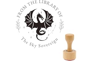 Custom Book Embosser - Library Embosser with Dragon Design, Wood Handle Book Embosser - Personalized Library Stamp for Home L