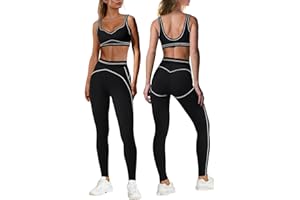 Nirovien Womens 2 Piece Workout Sets Athletic Yoga Sets Gym Outfits Butt Lifting Leggings and Sports Bra