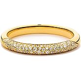 STORYJEWELLERY Gold Plated Rings for Women, Stackable Rings, Wedding Bands for Women, Pave Band Ring, Gifts for Her