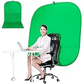 Portable Green Screen Chair, 59 in Greenscreen Backdrop with Stand Double Sided Foldable Green Background, Chroma Key, for Video Chats and Meetings, Photography, Photo Zoom, Streaming Games