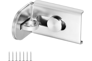 GEMASP Sliding Door Lock, 90 Degree Door Hasp Latch Lock, Stainless Steel Security Right Angle Padlock with Screws for Push/Sliding/Barn Doors (1PC, Silver)