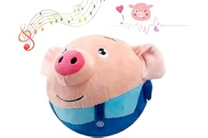 YAWOTA 2024 Active Motion Plush Pet Toy, Upgraded Interactive Electronic Canine Companion, Features a Squeaky, Mobile Dog Ball,Interactive Dog Ball Mobile Toy with Recording and Music (Pig Sky Blue)