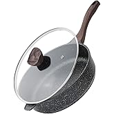 Kordisen Nonstick Deep Frying Pan with Lid, 10 Inch Non Stick Skillet, Saute Pan for Cooking, Healthy Induction Cookware, PFOA Free