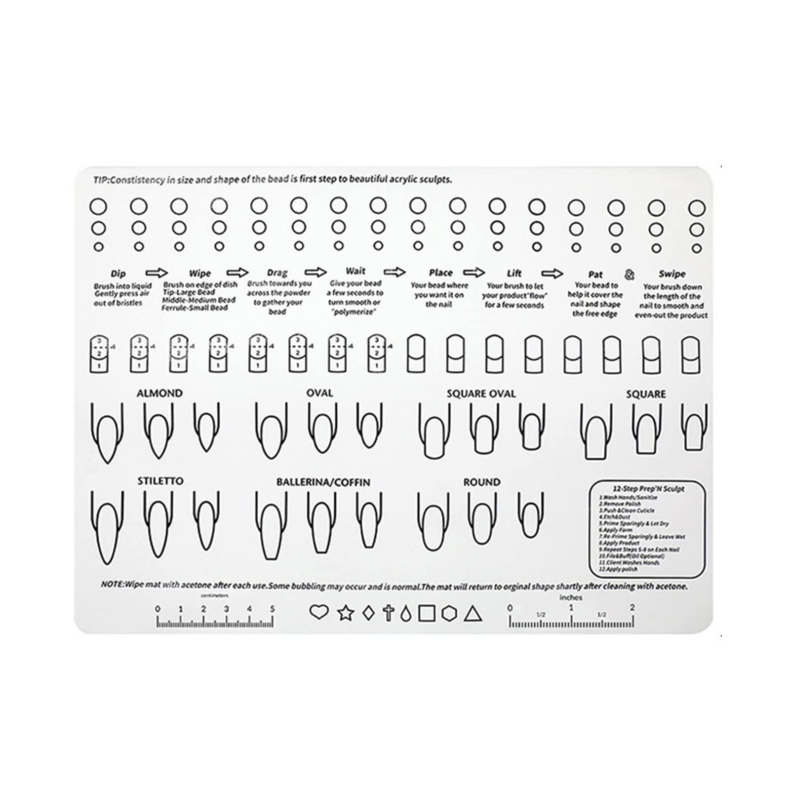 rflaueo 1pc Acrylic Nail Training Mat Manicure Art Practice Mat Foldable Washable Table Pad Nail Practice for Application Practice Manicure Tools (U72-1)