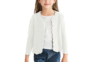 CUDTUM Girls Cardigan Sweaters Cropped Coat Sweater Long Sleeve Cable Knit Button Front Sweater 4-12 Years