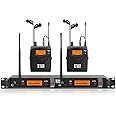 XTUGA RW2080 Wireless in Ear Monitor System Mono with 2 Bodypacks, Dual Channel Design IEM UHF System Stage Monitors Earphone 300Ft Range, 40 Frequencies for Band, Studio, Musicians, 902-928mhz