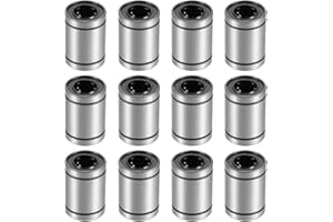 HiPicco Linear Ball Bearings, LM12UU 12mm Linear Motion Bushing Double Side Rubber Sealed Rod Liner Shaft Parts for CNC Machine 3D Printer 12 Pack