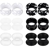 Kridzisw 10G-50mm Silicone Ear Gauges Double Flare Tunnels Earrings Flexible Flesh Black White Tunnel Expander Stretching Gauge Earlets Plug for Women Men