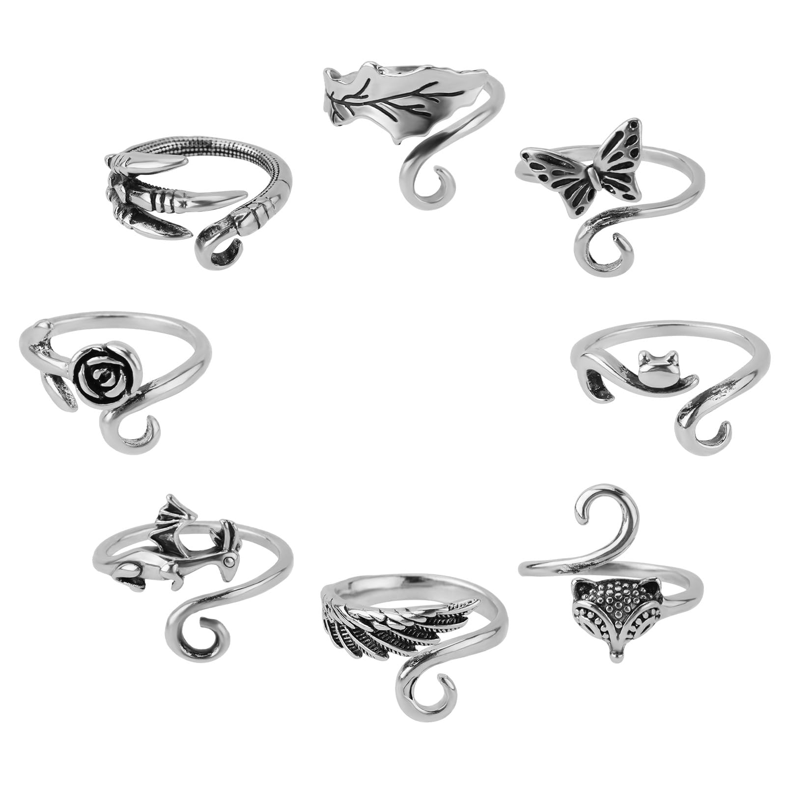 BOXOB 8pcs Crochet Tension Rings, Adjustable Crochet Loop Finger Ring UK Yarn Tension Ring Hook for Knitting Yarn Thimble Ring Knitting Accessories