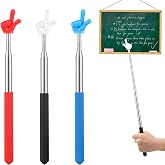 Lonxio 3 Pcs Pointer Finger Stick, Multipurpose Teacher Pointer Stick, Extendable Classroom Pointer and Finger Pointer Stick for School Presentations &amp; Interactive Learning (Red Black Blue)