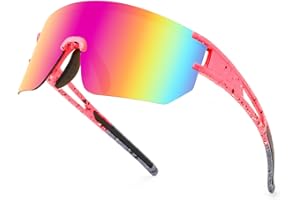 WANWAN Men Women Cycling Sunglasses, 80s Sport Baseball Mirrored Sun Glasses for Youth Adults Running Softball