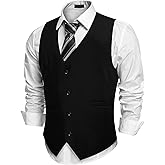 COOFANDY Men's Casual Business Vests Lightweight Waistcoat Slim Fit Suit Vest