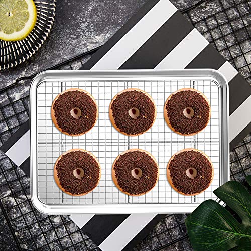 CEKEE Baking Sheet Rack Set [2 Sheets + 2 Racks], Stainless Steel
