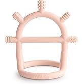 mushie Silicone Baby No-Drop Sensory Teether Toy (Blush)