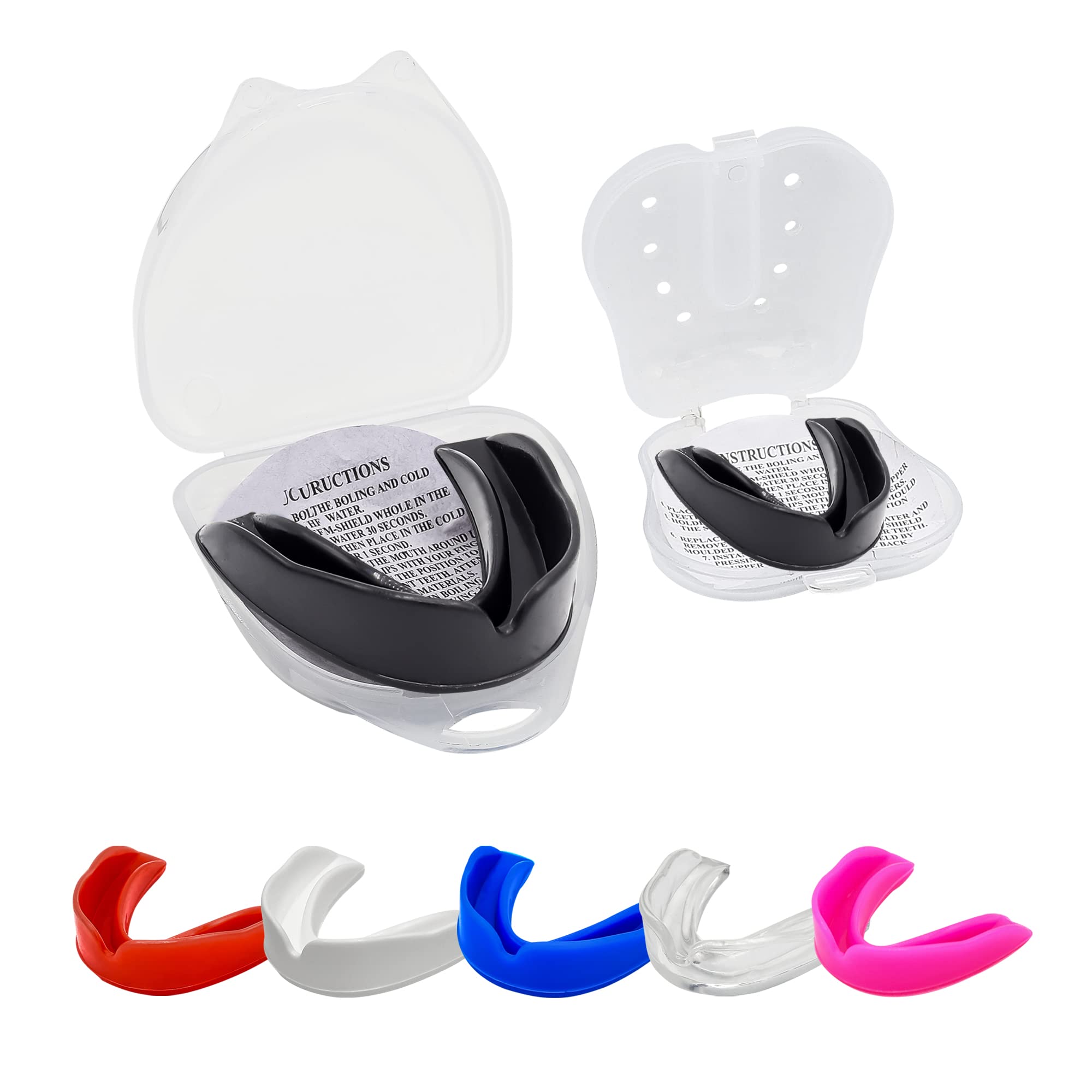 Hash Mouth Guard Gum Shield - Mouthguards for Adult Senior Junior Kids Youth Great for School Combat Sports Rugby Soccer Hockey Muay Thai MMA Boxing Martial Arts Basketball with Case(Age 13+Black)