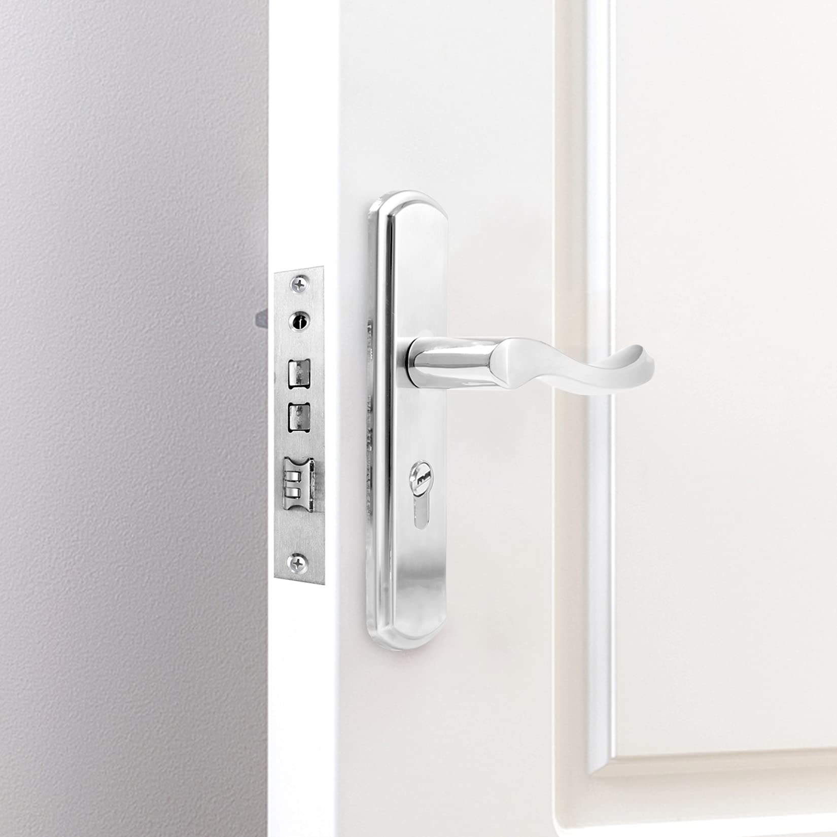 Miibox Privacy Door Lever Knob Lock, Stainless Steel Door Knob with Lock and Key Fit Door Thick 0.98-1.97 inch