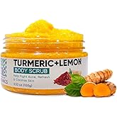 Turmeric Lemon Body Scrub - Natural Exfoliating Salt Scrub for Hands and Body | For All Skin Types | Gentle Exfoliation | 3.5