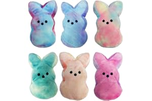 vizethru 6 pcs Easter Bunny Plush Toys Decorations Cute Animal Bunny Stuffed Doll Easter Basket Stuffers Gift for Kids (6 inches)