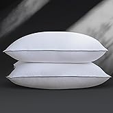 Yalamila Luxurious Goose Down Bed Pillows Queen Size Set of 2, Hotel Collection Pillows Designed for Deep Sleep, Soft and Supportive Filling for Side, Back Sleepers 20" x 30"