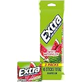 EXTRA Gum Watermelon Sugar Free Chewing Gum For Fresh Breath, 15ct (3 Pack) | EXTRA watermelon sugar free gum multipack: 3 packs of gum, 15 ct each, for on-the-go fresh breath